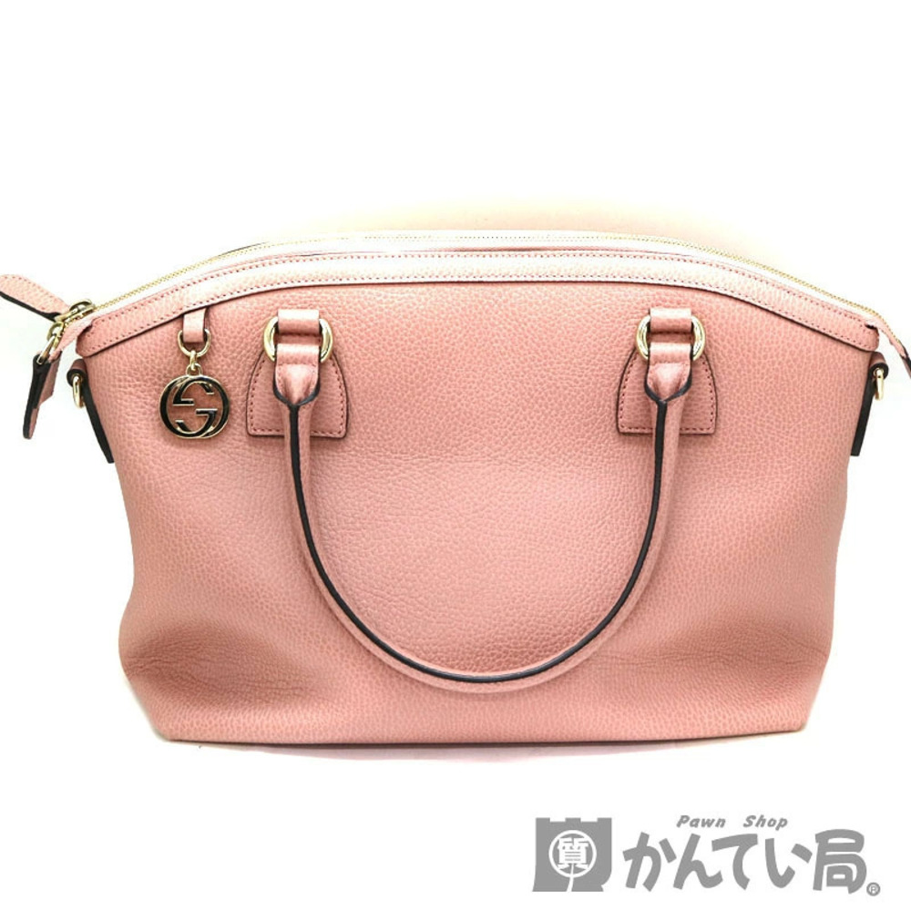 GUCCI Bag Tote Shoulder Leather Pink
